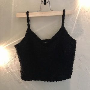 Fuzzy Black Cropped Tank 🥀